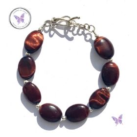 Red Tiger Eye Oval Bead Bracelet